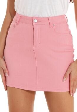 Guanyy Amazon Women’s Denim Bubblegum Pink Skirt Clubwear Stretchy XXL Preppy